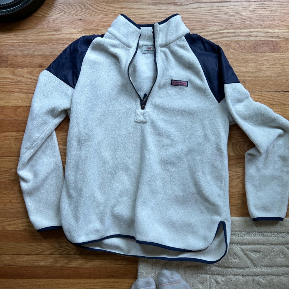 Vineyard Vines White/Cream and Navy Quarter Zip